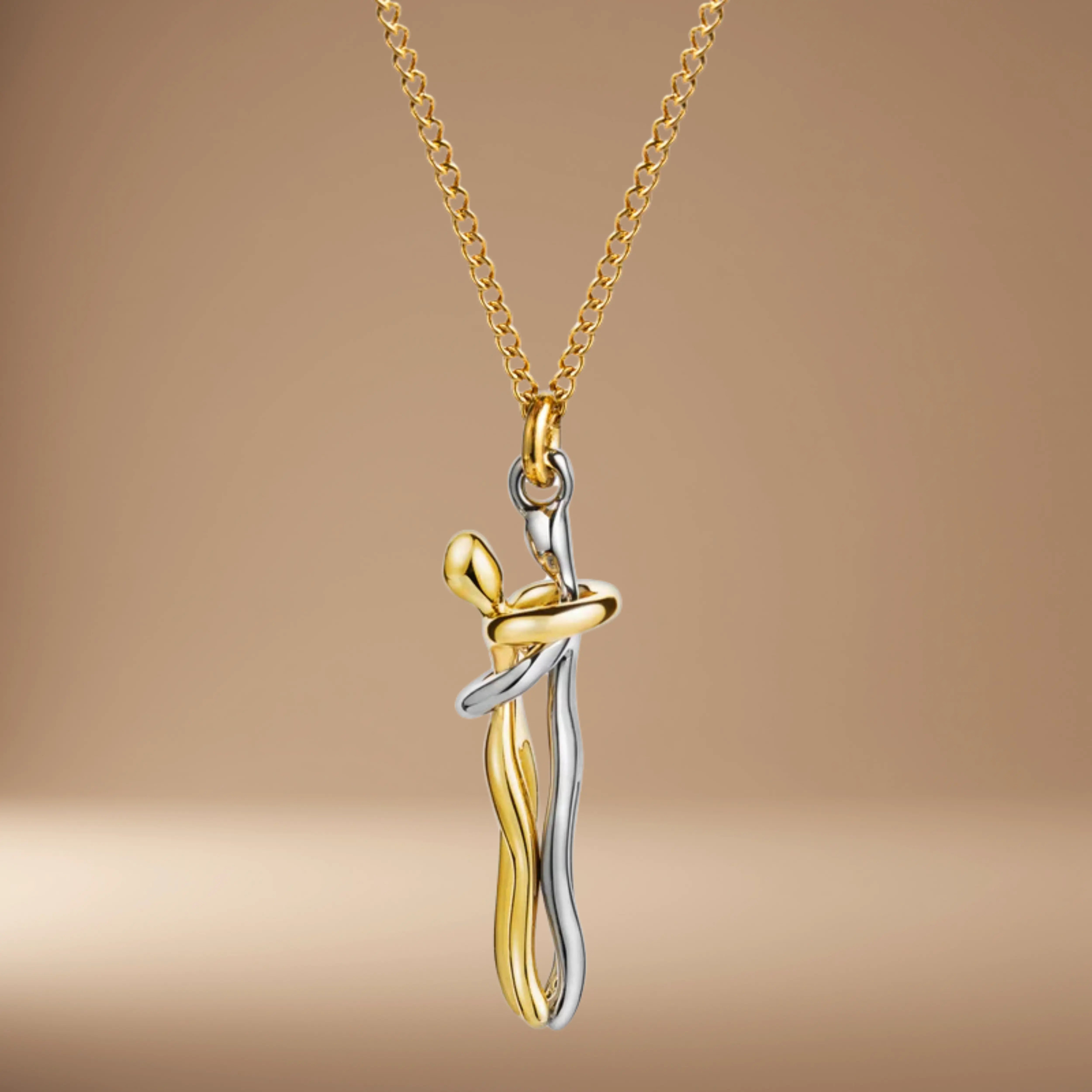 Colar do Abraço - Hug Necklace Silver and Gold. Colar personalizado para casal
