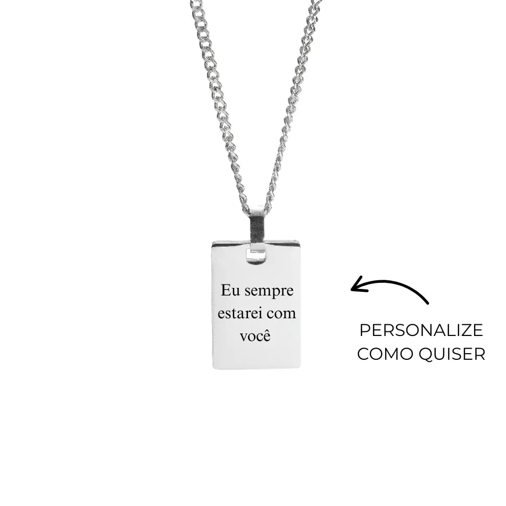 Colar Personalizado com Pingente Retangular - Texto