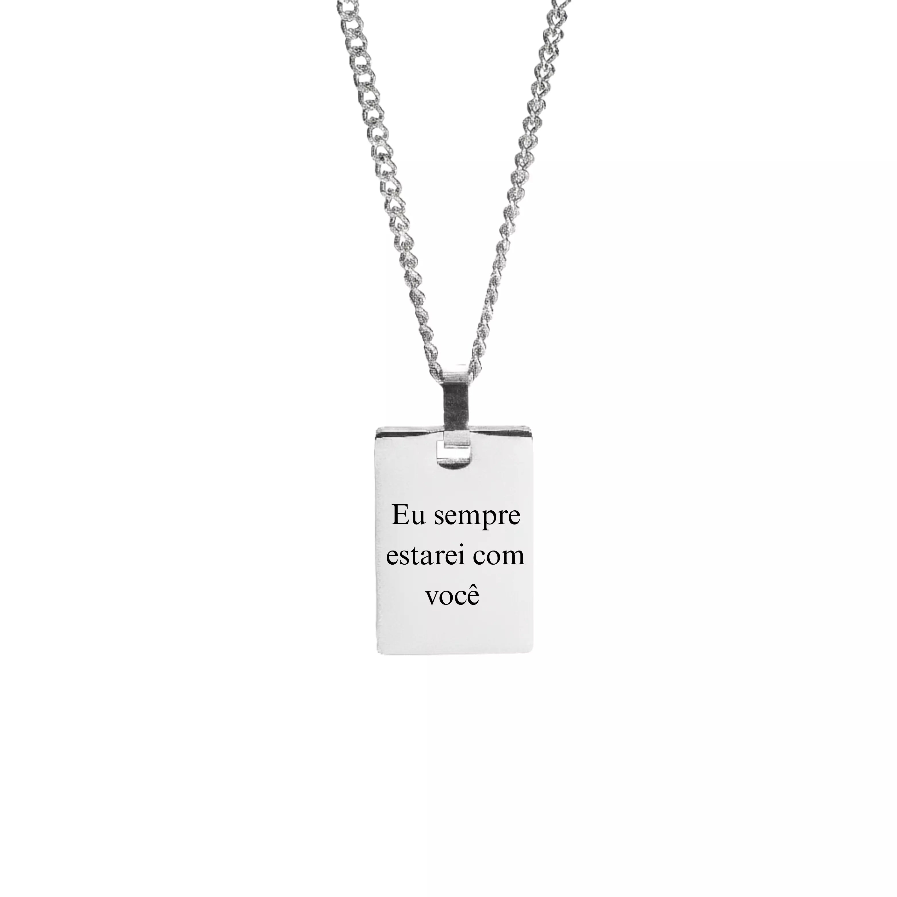 Colar Personalizado com Pingente Retangular - Texto