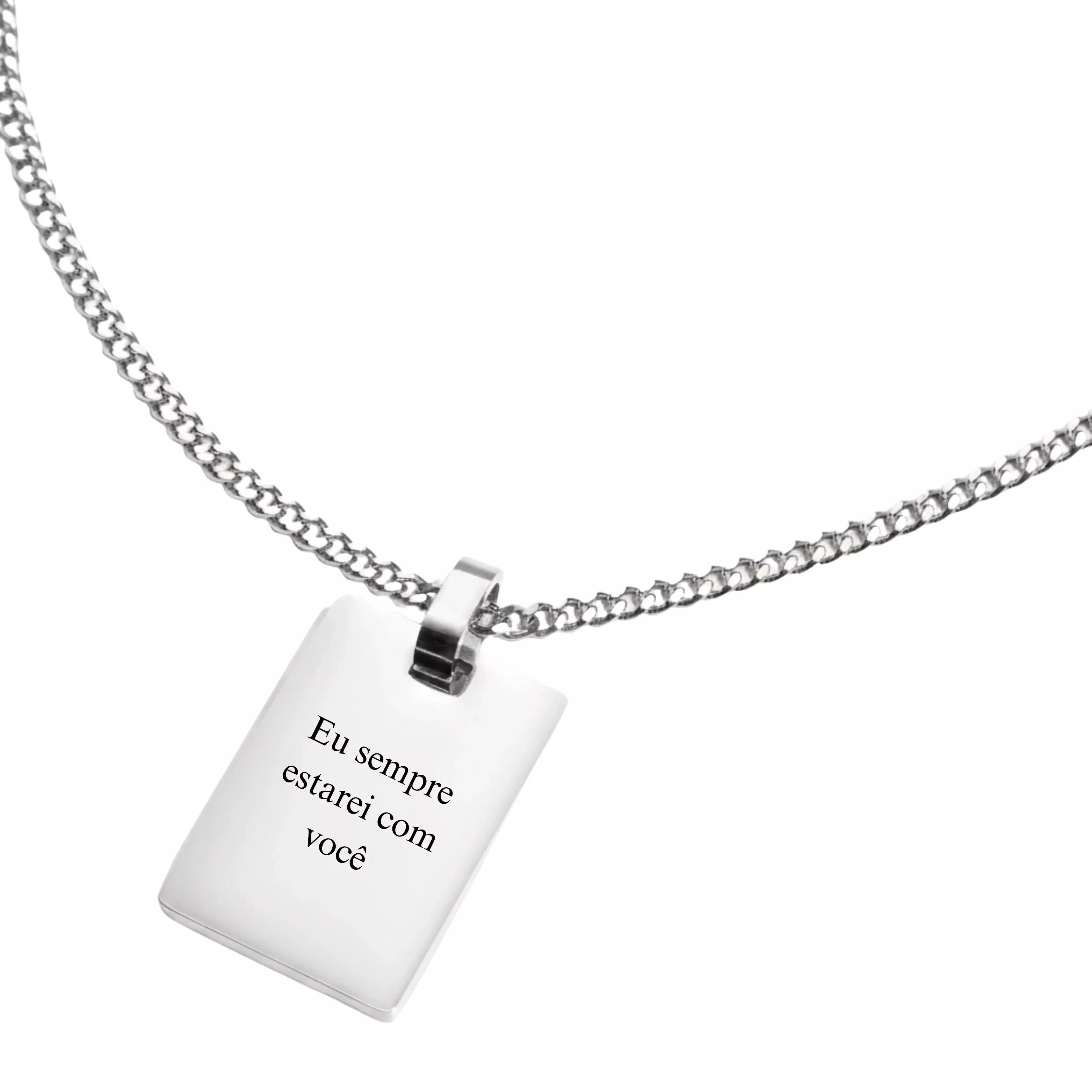 Colar Personalizado com Pingente Retangular - Texto