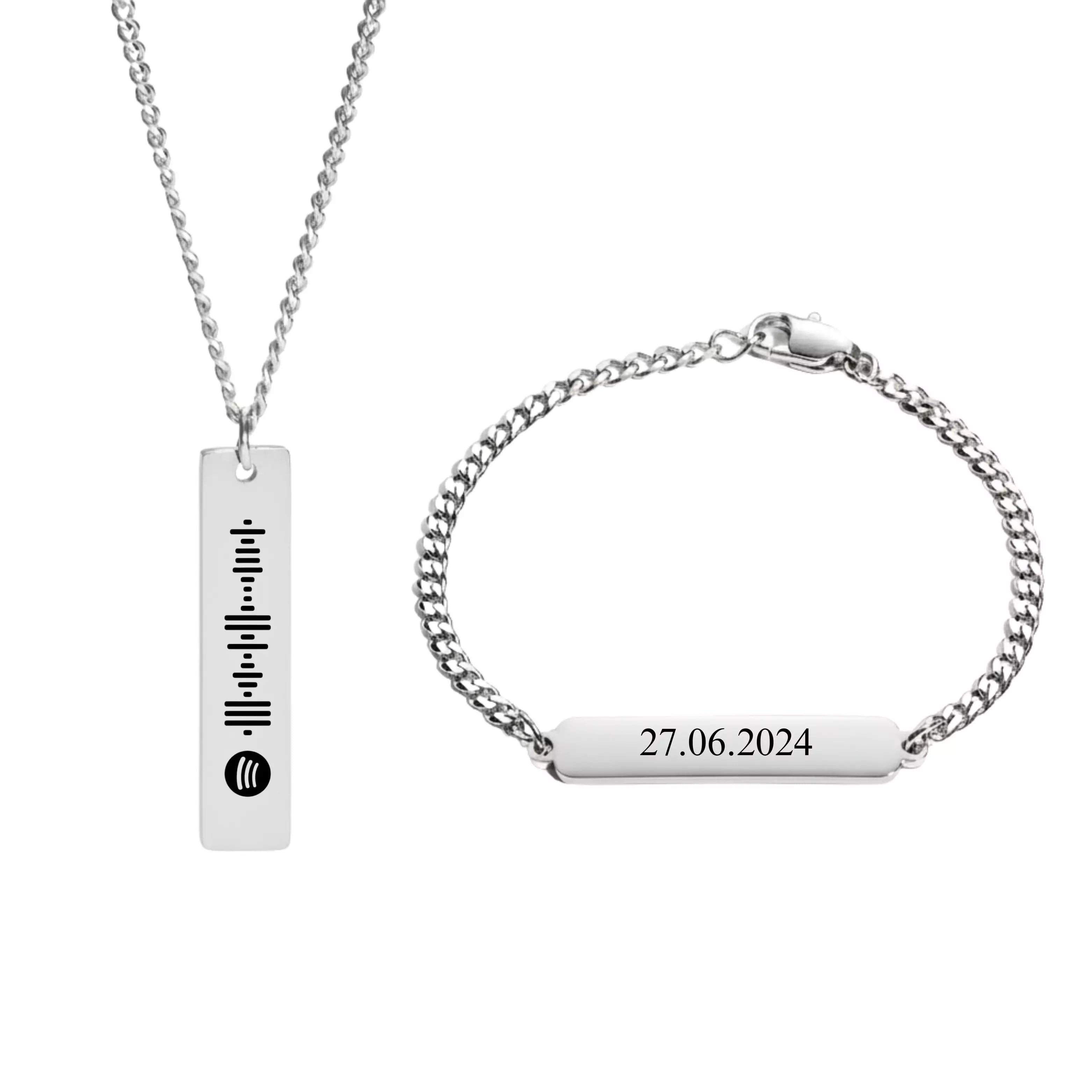 Kit de Colar com Pingente e Pulseira Personalizados + Chaveiro de Brinde