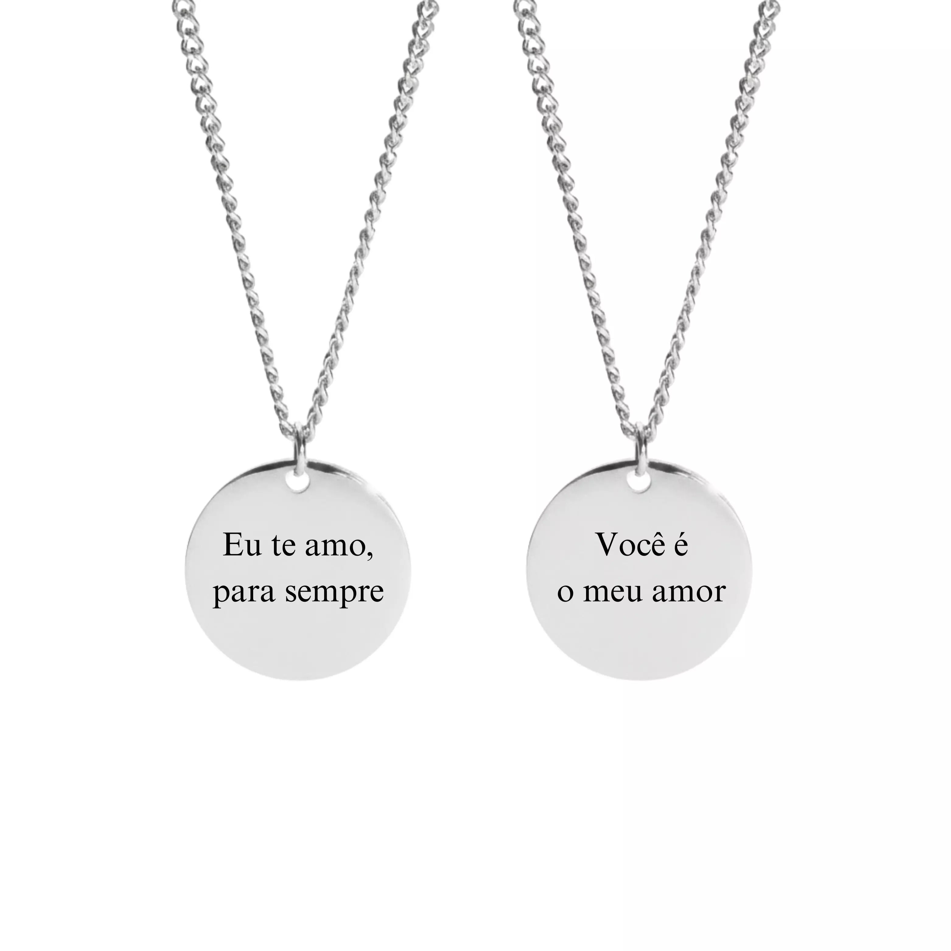 Kit de Colares com Medalhas Personalizadas + Chaveiro de Brinde