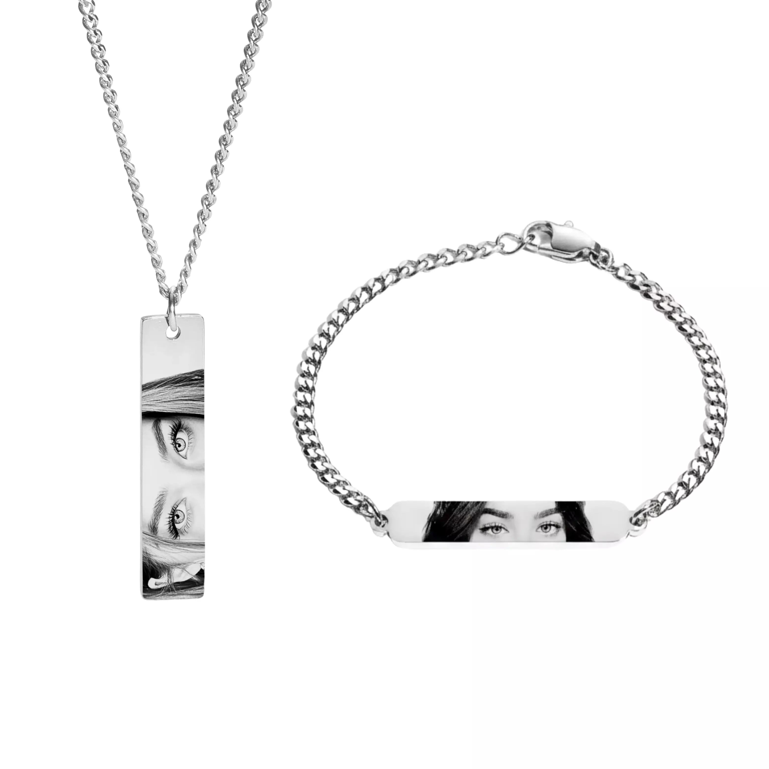 Kit de Colar com Pingente e Pulseira Personalizados + Chaveiro de Brinde