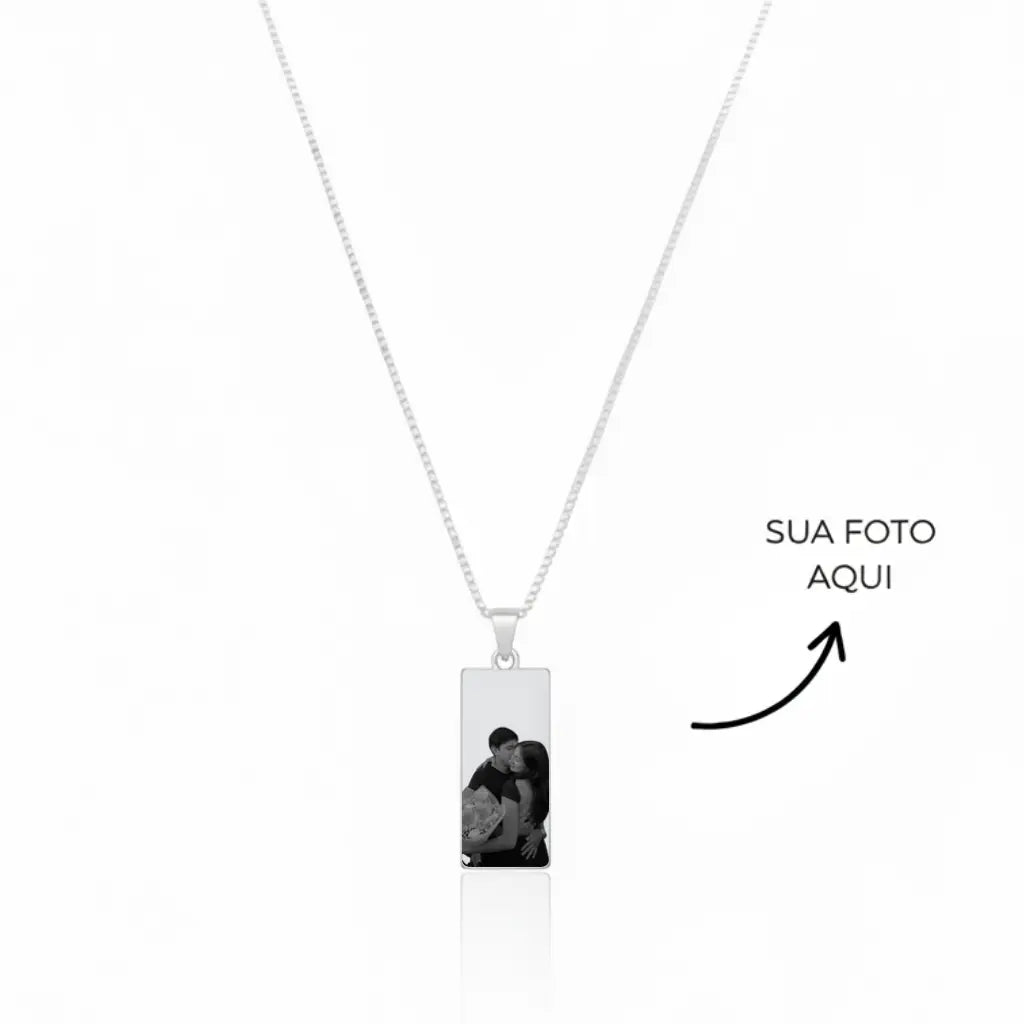 Colar com Pingente Retangular Personalizado em Prata 925