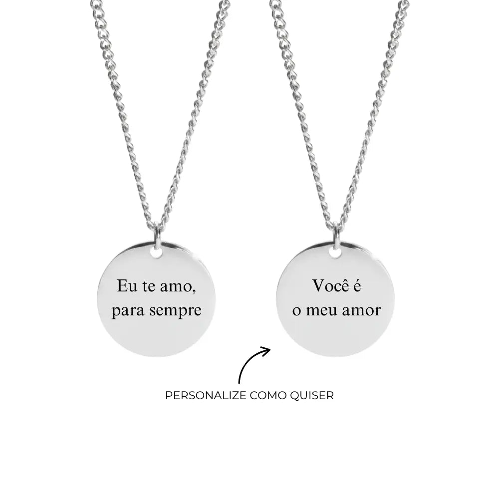 Kit de Colares com Medalhas Personalizadas + Chaveiro de Brinde